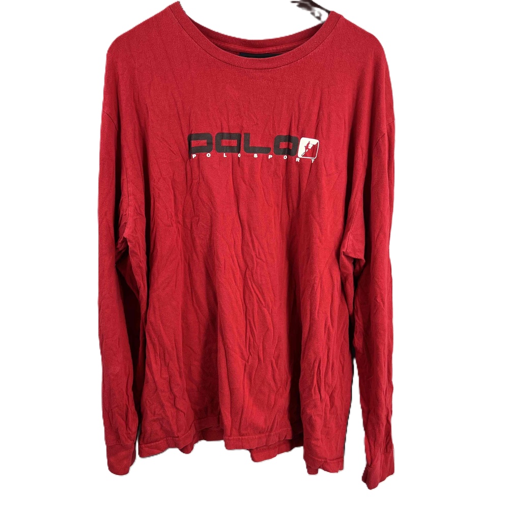 Vintage Polo Sport Rock Climber Red Long Sleeve Graphic Crew Neck Mens Shirt XXL
